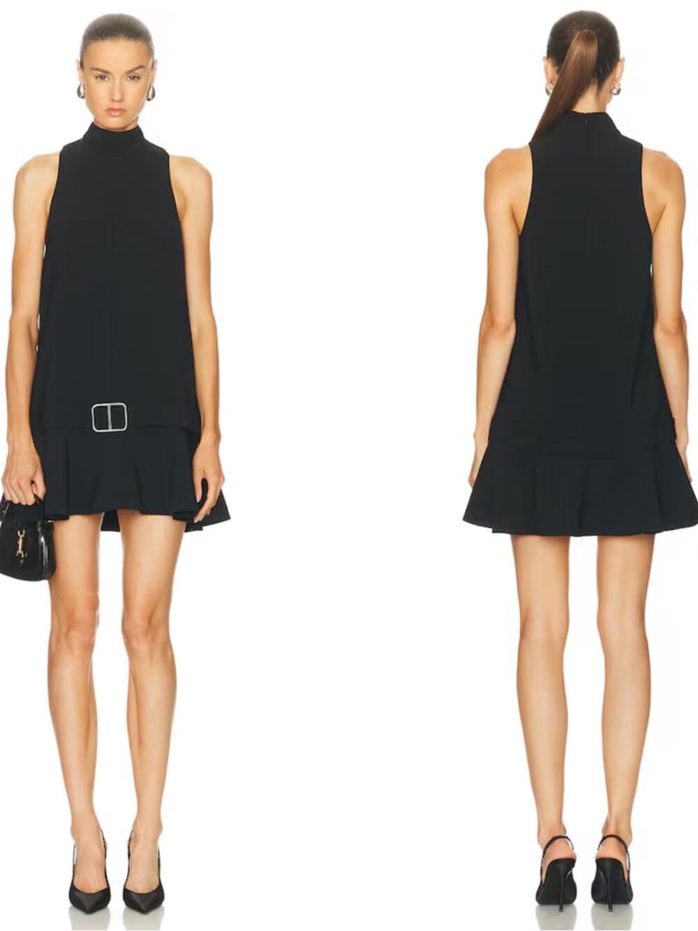 ALEXIS Noemy Buckle Detail Drop Waist Black Mini Dress Size Small